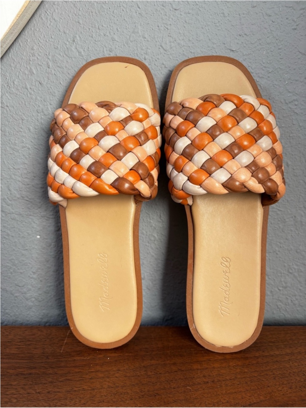 Madewell Suzi Slide Sandals - Tan/White/Mocha Women 7 - Picture 11 of 12